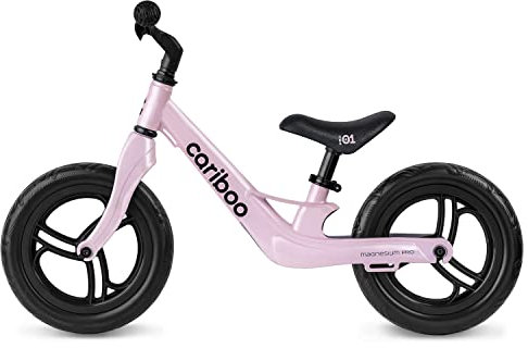 cariboo Magnesium Pro Laufrad | ab 2 Jahre für Jungen & Mädchen | Magnesiumrahmen | Ultraleicht - 2,5 kg | 12 Zoll Räder | Bis zu 30 kg | Sattel Höhenverstellbar | Schnelle Montage (Pink)