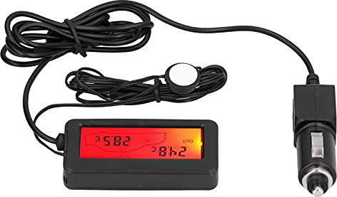 Tissting Termometro Digitale a LED Dc12v Mini Termometro per Auto Misuratore di Temperatura Elettronico Strumento di Misurazione per Interni ed Esterni(Rosso)