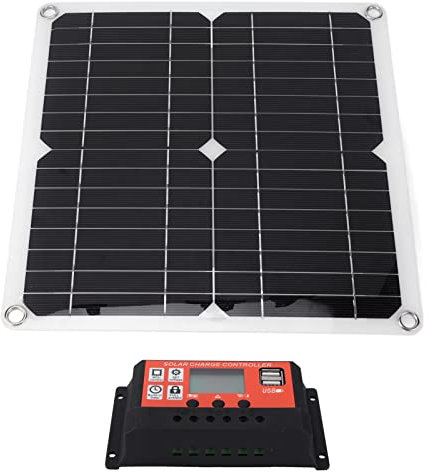 Kit Pannello Solare 15W con Regolatore di Carica Integrato, Caricabatterie Solare Dual USB per Batterie al Piombo e Litio, Uscita DC 12V, Compatto e Portatile (Arancia)