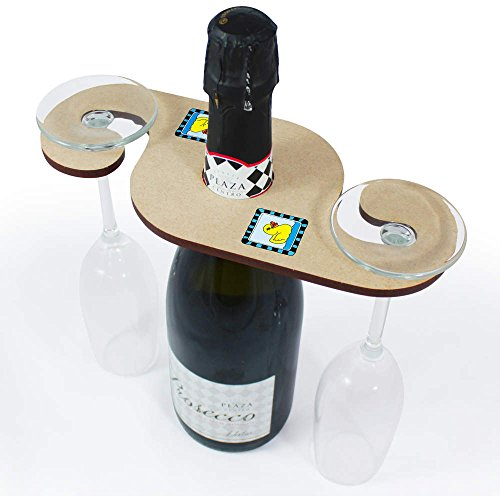 Azeeda 'Rubber Duck' Wooden Wine Glass/Bottle Holder (GH00037899)