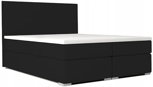 Boxspringbett Berg - Topper Federkern 140/160/180 x 200 cm Farbwahl ! (Schwarz - Inari 100, 140 x 200)