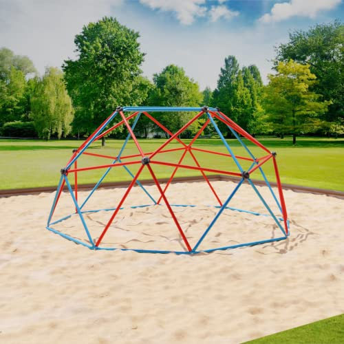 VESKA Klettergerüst DomeClimber Kinder Metall Kletterkuppel Geodome (8FT - 244cm, blau/rot)