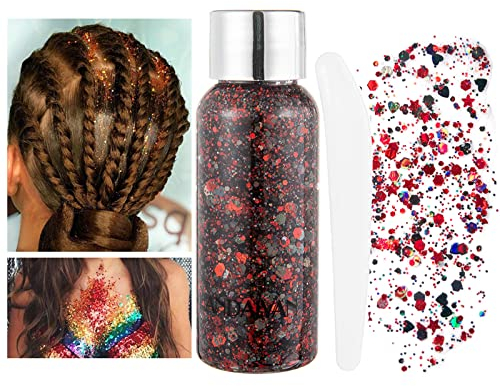 Paillettes Cosmétiques Liquides Glitter Body Gel Festival Pour Visage Cheveux Ongles-Rouge