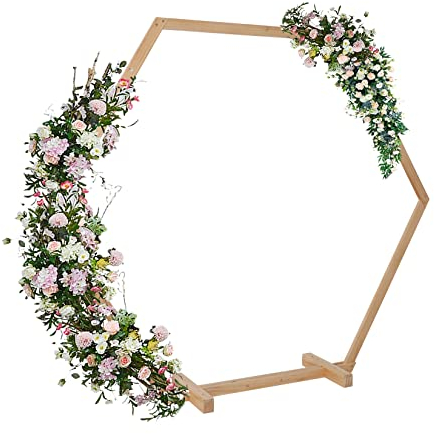 Susire Holz Rosenbogen Hochzeitsbogen Hexagon: Traubogen Hochzeit Hintergrund Stand Bogen für Geburtstagsfeier Hochzeit Garten Innen- und Außendekoration 210x230cm