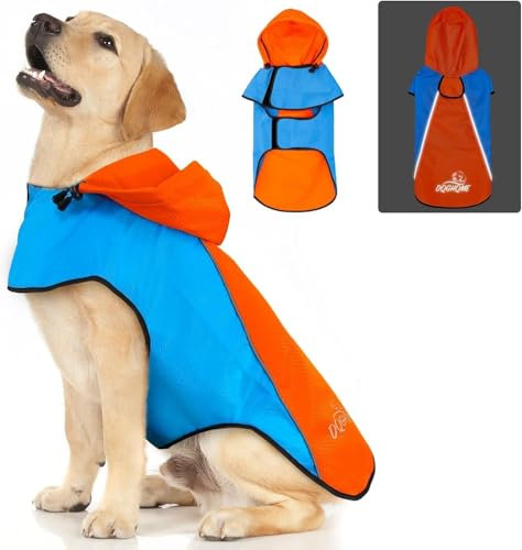 Regenjacke Hund DQGHQME Hunderegenmantel, Regenmantel Hund Wasserdicht, Einstellbare Regencape Hund, Reflektierender Wasserdichter Hundemantel Ultraleicht für Große Mittlere Kleine Haustier Hund (XL)