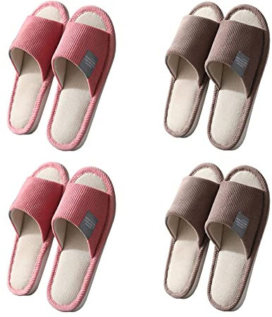 Teceyfeet Chaussons Invités 4 Paires Pantoufles - Chausson Spa Bout ouvert Lavable et Réutilisables, Chaussons d'invités Pour Femme Homme Hotel Voyage Jetables, 4 Tailles