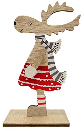 Oblique Unique® Holz Rentier Elch Aufsteller Deko Weihnachten Weihnachtsdekoration Tischdeko Holz Deko Figur für Weihnachten Weihnachtsdeko