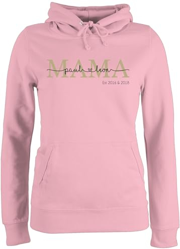 Pullover Damen Hoodie Frauen - Mama mit Namen Kinder est I Geschenk Mama Muttertag I Mutti Geschenkidee Mom I Mum Geburtstag I Weihnachten - M - Hellrosa - Geschenke für mütter mutterzagsgeschenke
