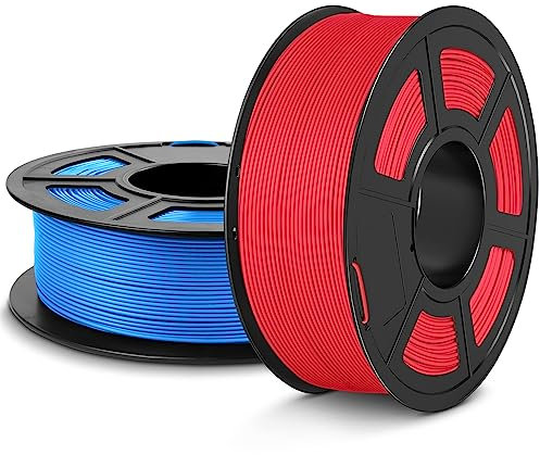 SUNLU Matte PLA Filament 1.75mm, 3D Drucker Filament mit Matter Oberfläche, Neatly Wound Filament, Einfach zu Bedienen, 2kg PLA Filament für FDM 3D Drucker, Rot+Blau