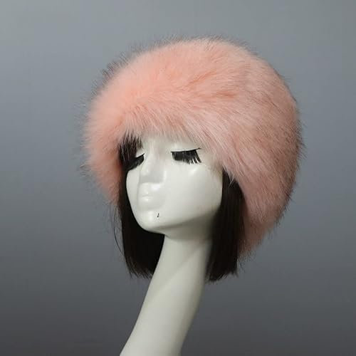 Damen Fellmütze Pelzmütze,Wintermütze Damenmütze Kunstfell Kunstpelz Mütze Klassische russische Kosakenmütze Beanie Mütze Winddichte Plüsch Warm Hut Fellmütze für Reisen,Skifahren,Wandern,Rosa #4