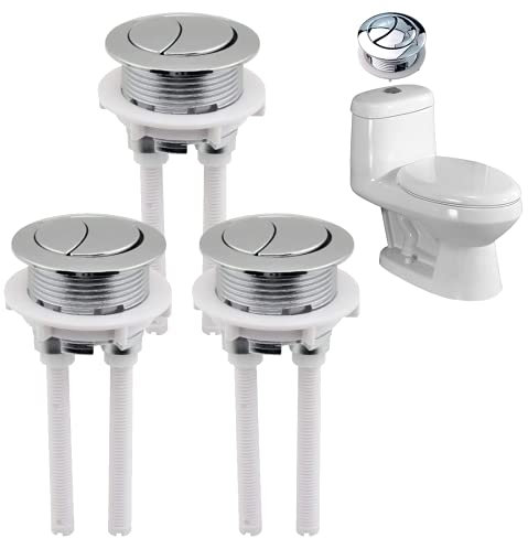 ericotry 3 interruptores de botón de descarga de inodoro, botón doble para tanque de agua de inodoro, reparación de baño, accesorios de repuesto para cisterna