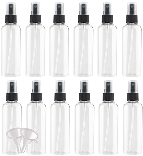 YANCAER 24 Piezas 100ml Transparente Botellas de Spray Pulverizador con Boquilla de Negro, Plastico Botes Spray Vacios Perfume Atomizador Botella de Spray de Viaje para Cosméticos Líquido