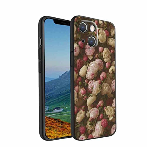 HIPPIL Coque de téléphone vintage fleur-rose-pivoine-9-5, conçue pour iPhone 13, coque en TPU souple pour filles et garçons, coque de téléphone résistante aux chocs