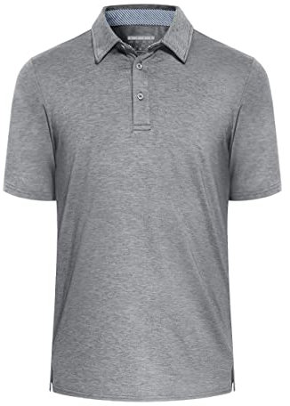 EKLENTSON Men's Summer Polo Shirt Breathable Sport Casual Short Sleeve Golf Tennis T-Shirt with 3 Buttons,Silver,XL