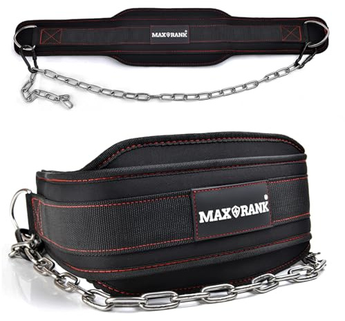 MAXRANK Dip belt With 37-40 Chain, 550lbs - 650lbs Weight Capacity, Weightlifting Belt for Dips and Pullups