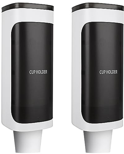 YAYODS 2 Pcs Disposable Cup Dispenser Wall-Mounted, Dustproof Water Cup Holder, Disposable Paper Cup Storage Rack for Water Cooler Offices Homes Restaurants
