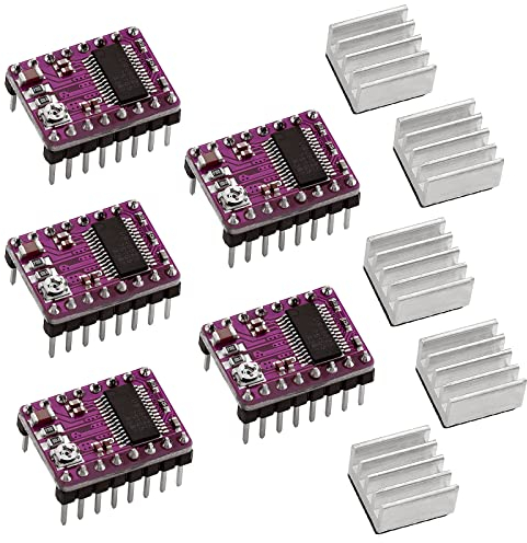 5pcs DRV8825 Schrittmotor Treiber-Modul mit Kühlkörper, Passend für 3D Drucker Teile, 8.2V~45V Schrittmotor