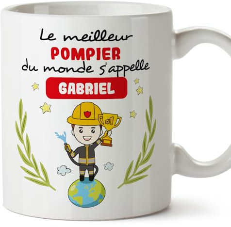Mugffins Tasses Personnalisables pour POMPIER homme - En Français - Cadeau Personalisé- Tu Meilleur du Monde - 11 oz / 330 ml