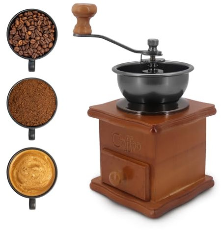 Manual Coffee Grinder, Vintage Antique Wooden Manual Coffee Bean Grinder, Adjustable Coarseness Coffee Mill Grinder Coffee Bean Grinder, Suitable for Home Office Travelling Handheld Coffee Grinder