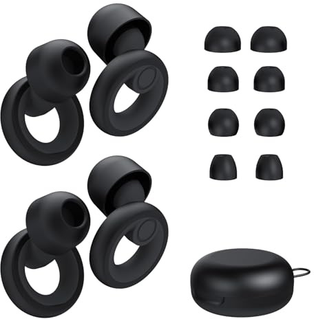 Gutevoz Ohrstöpsel zum Schlafen Geräuschunterdrückung, 2 Sets, wiederverwendbare Ohrstöpsel Gehörschutz 30dB, weiche Silikon-Ohrstöpsel für Konzerte, Party, Fokus - 8 Paar Ohrstöpsel in XS/S/M/L -