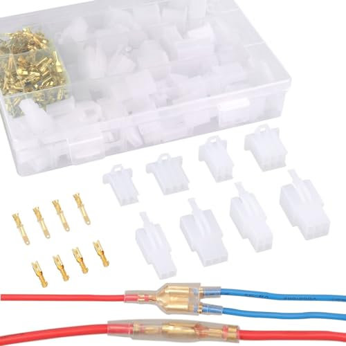 CAREDGO 380 STK Flachstecker Flachsteckhülsen Set 2,8mm Pitch Steckverbinder Gehäuse 2 3 4 6 Polig Kabel Steckverbinder Kabelschuhe Männlich Weiblich Kfz Kabelverbinder Stecker für Auto Motorrad