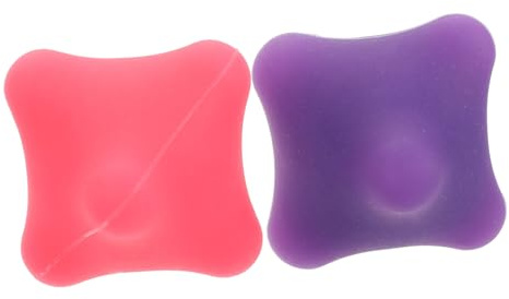Silikon Handmassageball Sechseckig 2 Stück für Fingerübungen | Rosa und Lila, zur Handpflege, Praktische Ausführung, Kompakt für Unterwegs