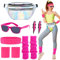 80er Jahre Outfit Damen Kostüm Zubehör Neon, 90er Jahre Silberne Bauchtasche Neon-Stirnband Armbänder Beinwärmer Ohrring Brille, 80er Karneval Kostüm Set Damen Frauen Mädchen für Thema Party Zubehör
