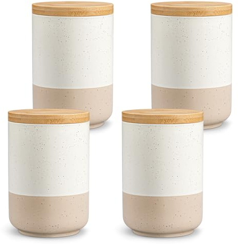 vancasso Vorratsdosen Keramik mit Luftdichten Deckel, Vorratsbehälter 550 ml 4 Stück, Dauerhaft Küchen Aufbewahrung Dosen für Kaffee, Zucker, Tee, Müsli, Mehl, Gewürze