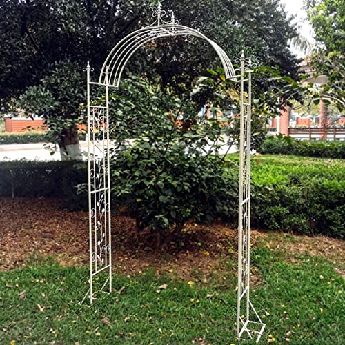 Arco de jardín retro, diseño exquisito de moda, pérgola, arco de rosas para uso en interiores y exteriores, hecho de metal resistente a la intemperie, para decoración de plantas trepadoras (blanco