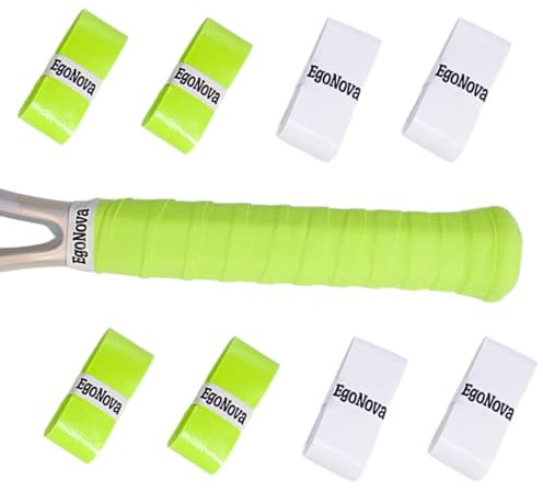 Griffband Tennisschläger, schweißabsorbierendes Tennisschläger Griffband, weiche und Bequeme Tennisschläger Griffe, einfach zu installierendes Griffband (8er-Pack, 4 Stück Grün & 4 Stück Weiß)