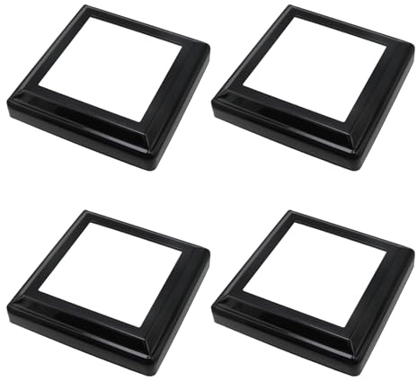 Nicerity Pfostenabdeckplatte, 15,2 cm, Deckpfosten-Basisabdeckung für Geländer, Pfostenschürze, Abdeckung, Schwarz, 4 Stück
