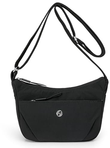 Travistar Umhängetasche Klein - Damen Crossbody Bag Kleine Handtasche Leichte Schultertasche Nylon Damen Tasche mit Verstellbarer Breitem Schultergurt für Einkaufen, Reisen, Alltag (Schwarz)