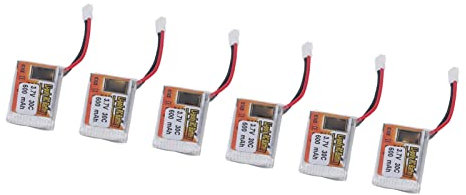 6pcs 600mAh 3.7V 30C Li Poly 1S Lipo Battery Pack with XH2.54 White Plug Charger for RC Car