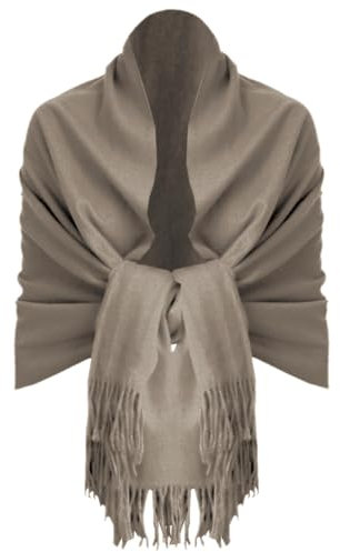 Van Der Rich ® - Eleganter einfarbiger Schal aus Wolle mit Fransen Warm und weich - Damen (Uni Maca)