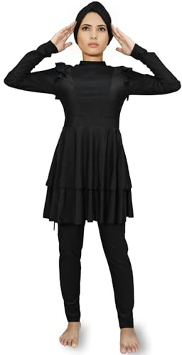 Burkini med volanger och kjol för elegant full kroppstäckning