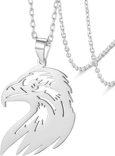 VASSAGO Adler Kopf Anhänger Halskette Vintage Hawk Halskette Edelstahl Adler Halskette für Männer Frauen Hip Hop Adler Kopf Amulett Halskette