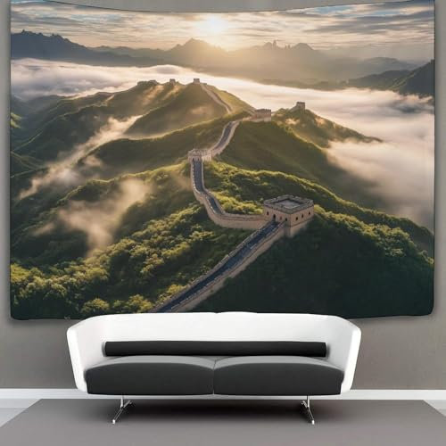ZBOLI Wahrzeichen Tapisserie Die Große Mauer of China Tapisserie Wandbehang Wandteppiche Für Schlafzimmer Wohnzimmer Wohnung Wohnheim Dekorationen Wandkunst Dekor 130cmx150cm