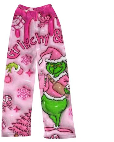 HGWOPGASD Pigiama da Donna in Flanella Abbigliamento Natale Famiglia Morbido Pigiama da Donna Pigiami in Pile Donna Pigiama Natalizio Famiglia Cotone Pantaloni di Peluche da Donna Pigiama da Donna
