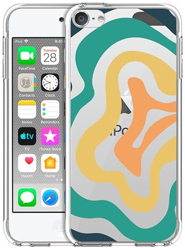GlamCase Transparente Schutzhülle für iPod Touch 7. / 6. / 5. Generation, Wellenmuster, mehrfarbig, bedruckt, langlebig, transparent, stoßfest, Designer-Schutzhülle für iPod Touch 7/6/5