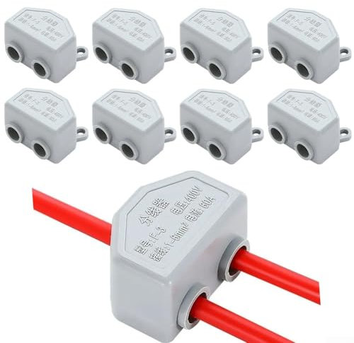 HpLive 8 Stück 400V Schnellklemmenblock Schnellklemme Elektrische Kabelverbinder 60A Hochleistungs-Verteiler Messing Leiter 1-6mm² Kabelgröße, Grau