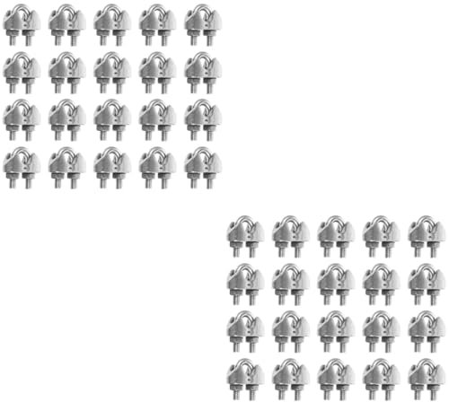 MUCKLILY 2 Sätze Futter Fittness Geräte Geldschrank Wäscheleine Staketenzäune Spannkabel Verbinder Kabelklemmen Edelstahlklemme Sie Geben Clips Ein Rostfreier Stahl Silver 20 Stück * 2