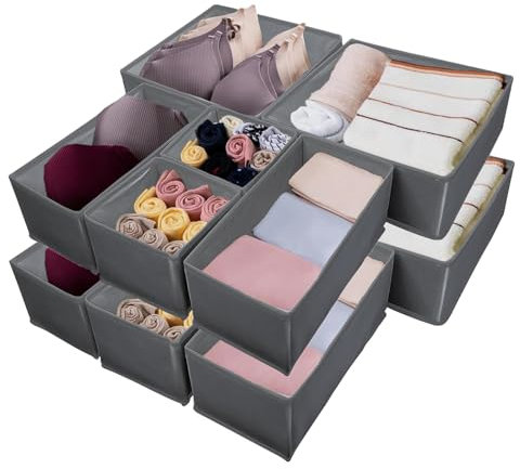 Braozaiw Schubladenorganisationen, Aufbewahrungsteiler Set, faltbare Stoff-Organiser für Kleidung, Unterwäsche, Socken, Kleidung Organiser