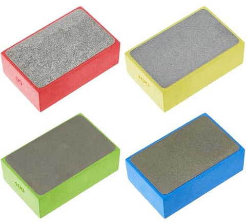 DICOSMETIC 4 Stück 4 Farben Diamant Schleifpads 60/100/200/400# Diamant Handschleifpad Fliesen Schleifblöcke Polierpads Glas Schleifpads Für Fliesen Glas Stein Marmor Granit Keramik Metall