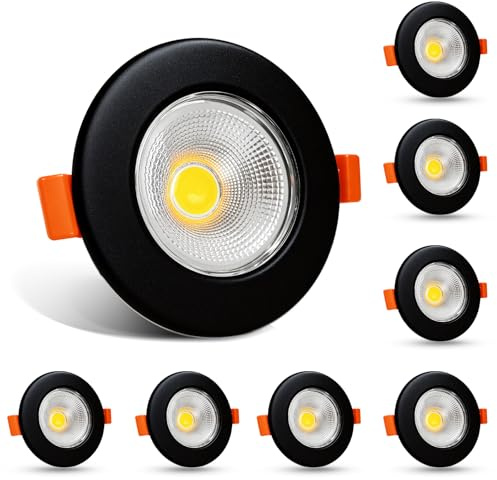 HiBay 8er LED Einbaustrahler 230V 10W Spots Deckenleuchte LED Schwarz Matt Einbauleuchten 65-85mm Lochmaß 4000K Neutralweiß 850LM für Schlafzimmer Wohnzimmer Exhibition Hall