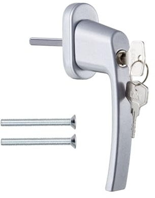 Stahlia Fenstergriffe abschließbar (4 Stück) Aluminium Silber Druckknöpfe Balkontürgriff außen Fenstersicherung Terrassentür Griff Fensterbeschläge