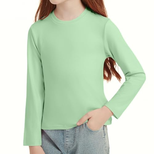 Girls Long Sleeve T-Shirt Soft Plain Crew Neck Top 4-14 Years | Casual Basic Lightweight School Uniform Daily Wear Classic Outdoor Tee Shirt for Kids