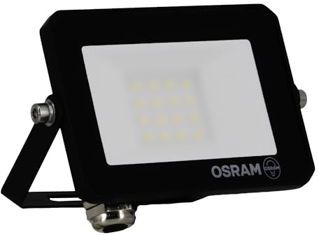 Osram LUX LED Flutlicht modern 10W, 900lm, 6500K, IP65, Aluminium Schwarz, Außenstrahler, Milchglas