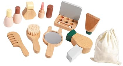 SUIOPPYUW Schminkset aus Holz – Erweckt Kinder zum Spielen und bietet aufregende Rollenspiele im Schönheitssalon. Ideal für Kinder von 3 bis 5 Jahren.