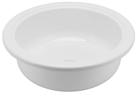 FILFEEL Lavabo Rond 375 X 130 Mm pour Camping-car, Bateau, Camping-car, Yacht – Lavabo en Acrylique Blanc de qualité Supérieure avec Trou de Vidange Rapide de 40 Mm