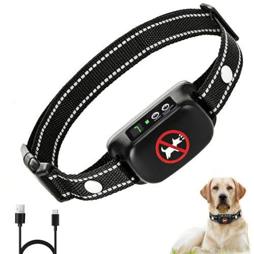 Anti Bark Collars for Dogs No Shock Dog Bark Collar with Beep&Vibrate Sound | IP67 Waterproof Smart Anti Dogs Barking device with 3 Training Modes & 8 Sensitivity Levels for Small Medium Large Dogs